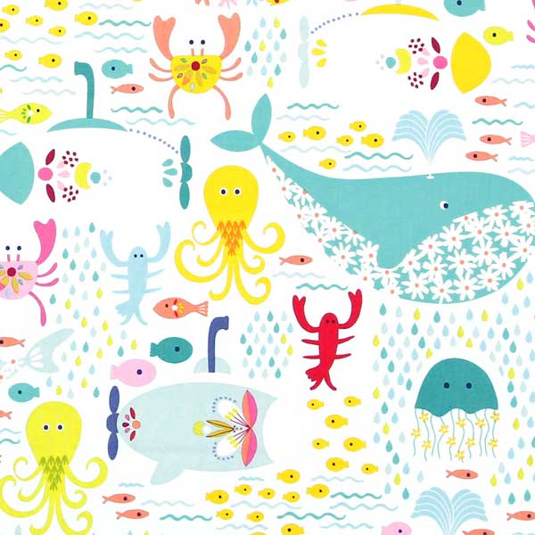 wales, octopus, jellyfish, lobster, sea fabric BLEND-MAUDE-ASBURY-GO-FISH-101.136.01.1